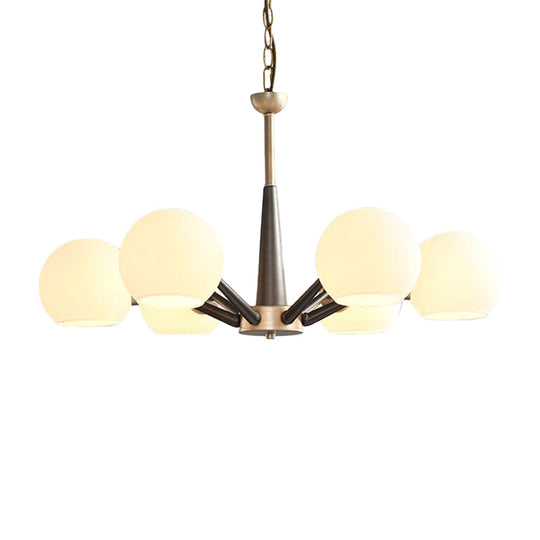 Retro Dome Shade Hanging Chandelier With Burst Design - 6-Light Lounge Pendant