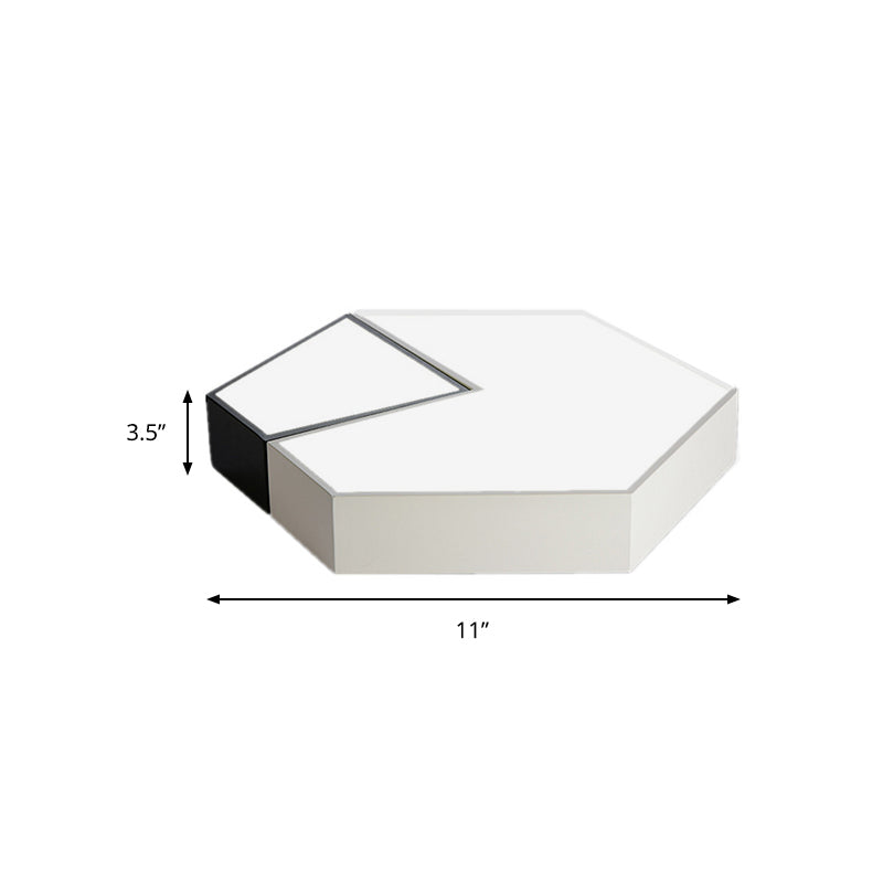 Modern Black And White Hexagon Ceiling Light Acrylic Shade Mount Fixture 11/15/19 Dia - Perfect For