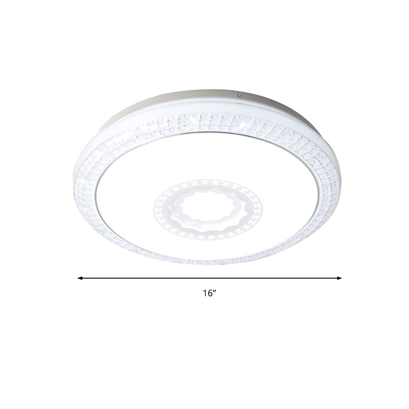 Contemporary Led Drum Flush Mount Lamp - Acrylic Diffuser In White/Pink/Blue Ideal For Bedroom