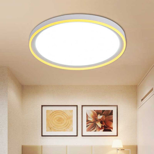 16’/19.5’ Nordic Metal Round Flush Light With Acrylic Shade - White/Pink/Yellow Led Ceiling
