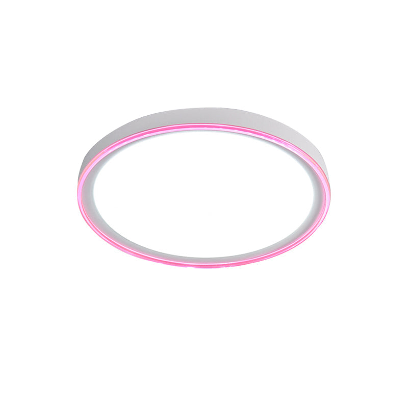 16’/19.5’ Nordic Metal Round Flush Light With Acrylic Shade - White/Pink/Yellow Led Ceiling
