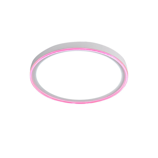 16’/19.5’ Nordic Metal Round Flush Light With Acrylic Shade - White/Pink/Yellow Led Ceiling