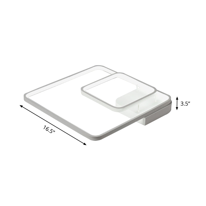 Modern 2 - Tier White Semi Flush Led Ceiling Light - Warm/White Acrylic Fixture 16.5’/20.5’ Wide