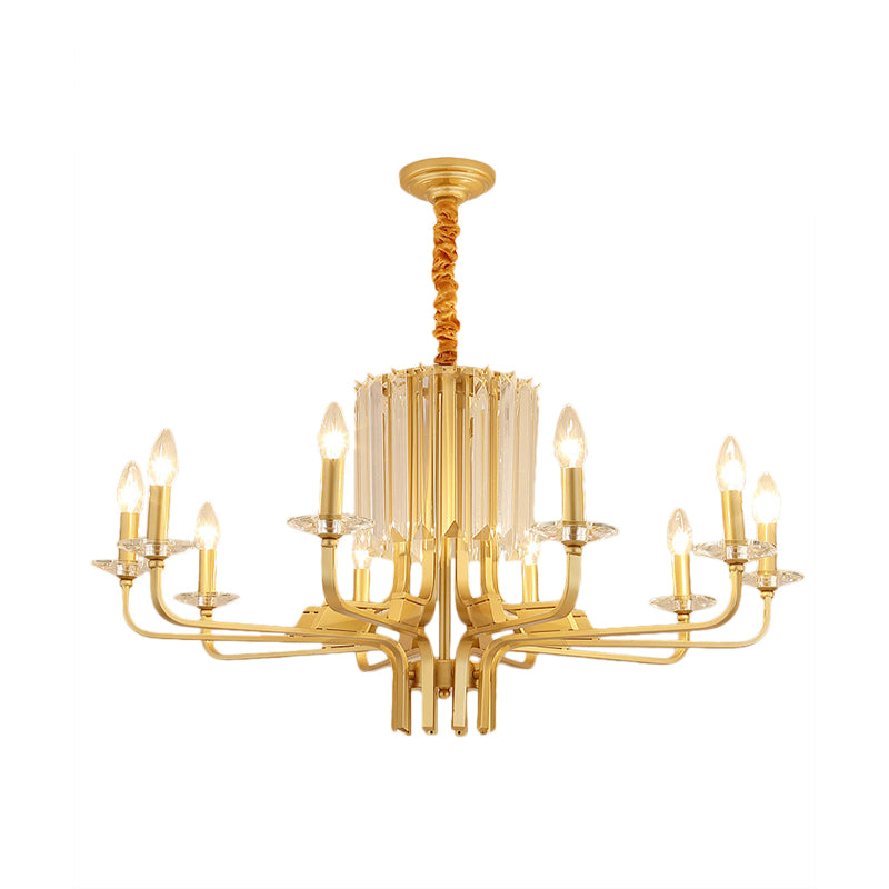 Vintage Brass Hanging Ceiling Light - 4/6/8 Lights With Crystal Deco