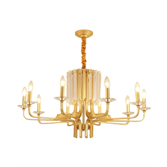 Vintage Brass Hanging Ceiling Light - 4/6/8 Lights With Crystal Deco