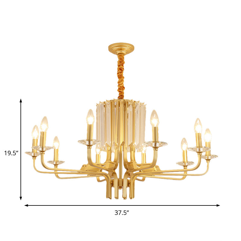 Vintage Brass Hanging Ceiling Light - 4/6/8 Lights With Crystal Deco