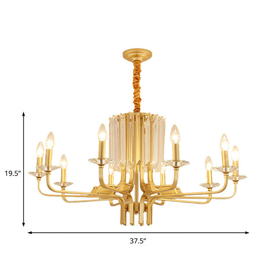 Vintage Brass Hanging Ceiling Light - 4/6/8 Lights With Crystal Deco