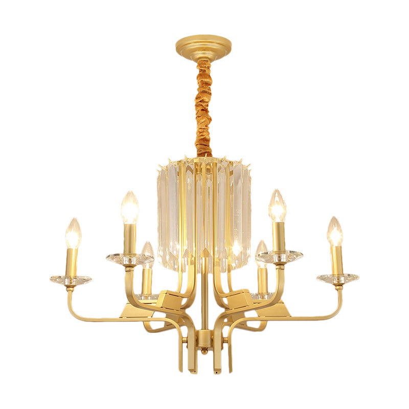 Vintage Brass Hanging Ceiling Light - 4/6/8 Lights With Crystal Deco