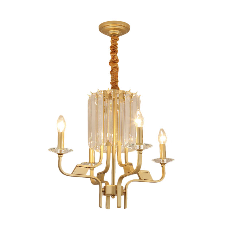 Vintage Brass Hanging Ceiling Light - 4/6/8 Lights With Crystal Deco