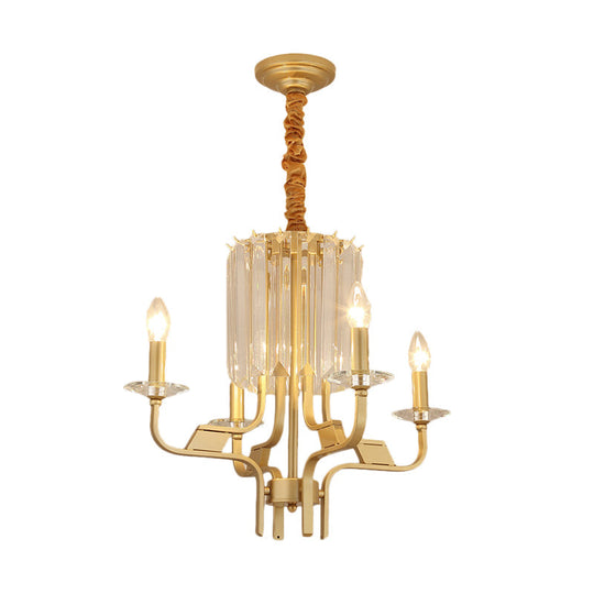 Vintage Brass Hanging Ceiling Light - 4/6/8 Lights With Crystal Deco