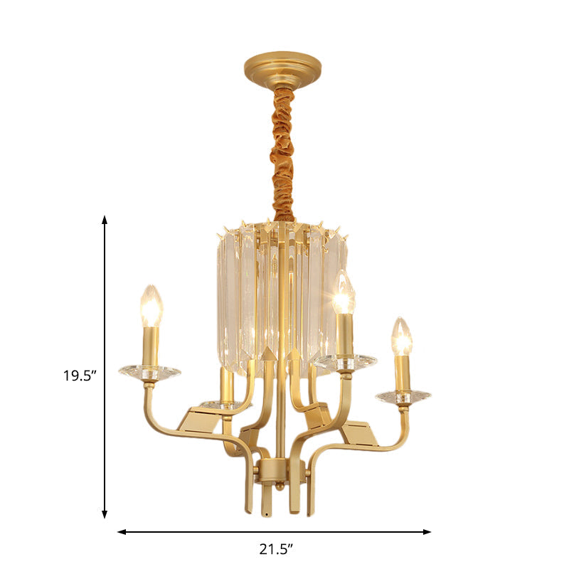 Vintage Brass Hanging Ceiling Light - 4/6/8 Lights With Crystal Deco