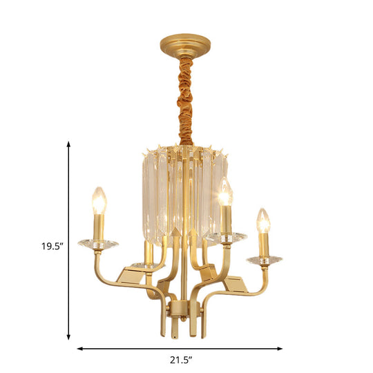Vintage Brass Hanging Ceiling Light - 4/6/8 Lights With Crystal Deco