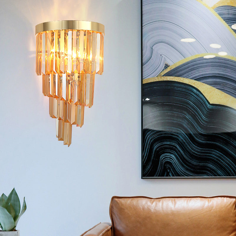 Sleek Spiral Wall Mount Light Metal Lamp With Crystal Accents Ideal For Living Room Décor