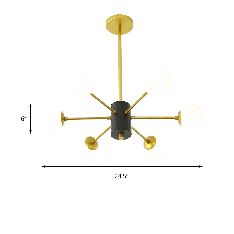 Modernist Milk Glass Chandelier With Burst Design - 6/8/9 Light Hanging Ceiling Lamp In Gold