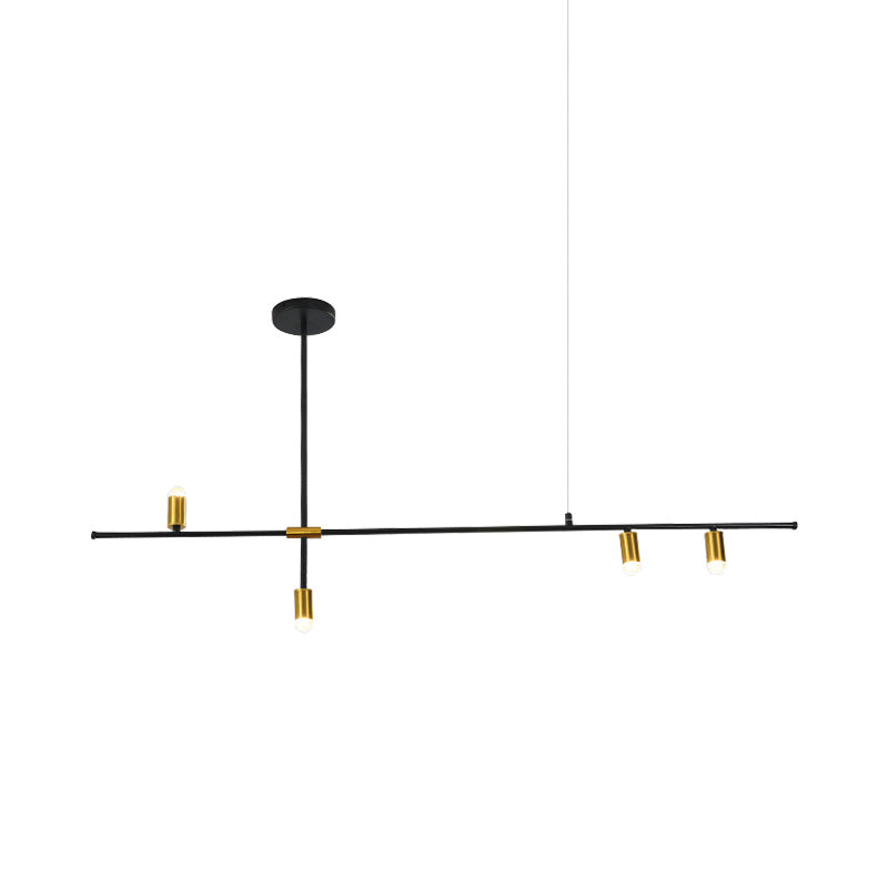 Modern Metal Rectilinear Chandelier - 3/4/9 Light Black Ceiling Fixture