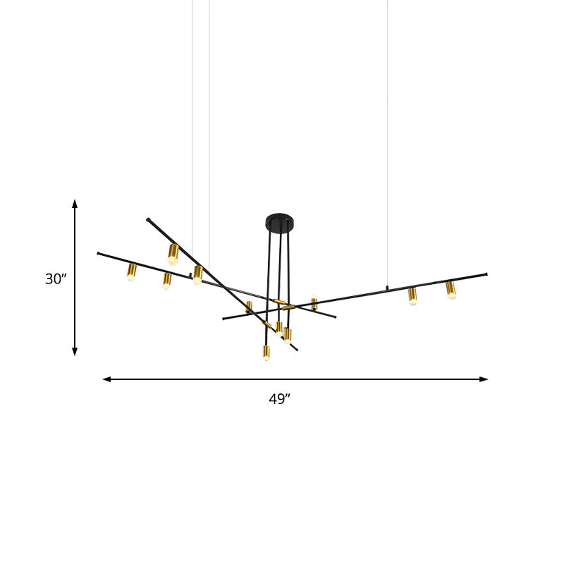 Modern Metal Rectilinear Chandelier - 3/4/9 Light Black Ceiling Fixture