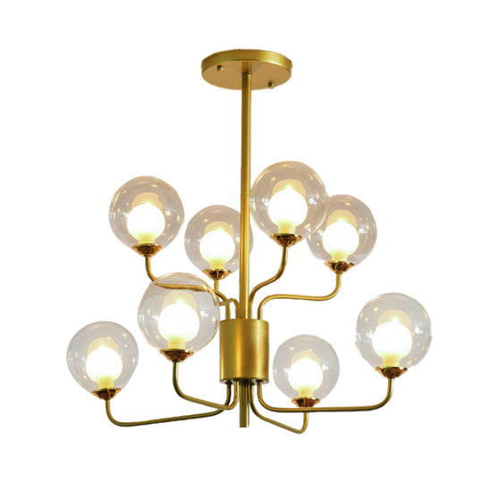 Contemporary 2-Tier Ball Clear Glass Chandelier With Radial Design - 8/12/18 Lights Black/Gold