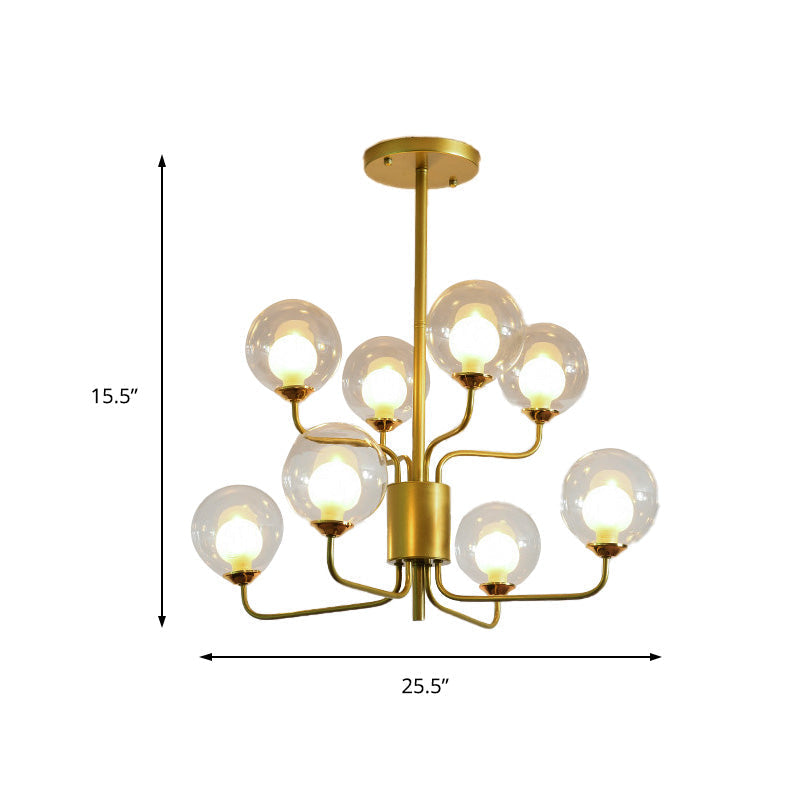 Contemporary 2-Tier Ball Clear Glass Chandelier With Radial Design - 8/12/18 Lights Black/Gold