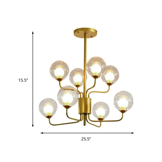 Contemporary 2-Tier Ball Clear Glass Chandelier With Radial Design - 8/12/18 Lights Black/Gold