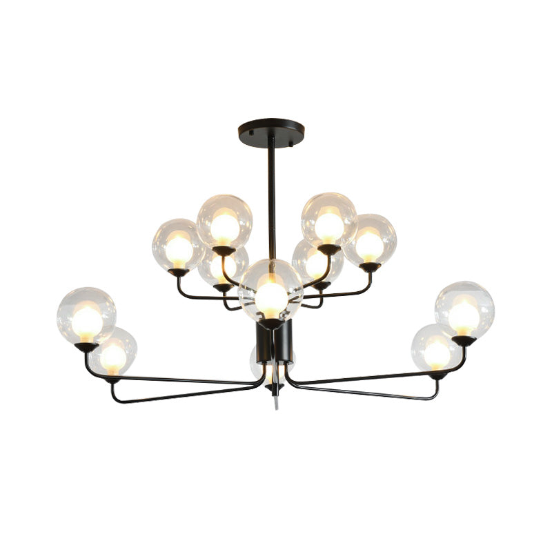 Contemporary 2-Tier Ball Clear Glass Chandelier - Elegant Radial Design With 8/12/18 Lights