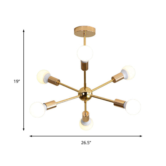 Modernist Metal Starburst Chandelier Light - 26’’/38.5’’ Wide Gold 6/10/12 Lights Hanging