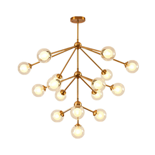 Sleek Metal Chandelier With Clear Glass Shades - Modern Sputnik Style Lighting For Bedroom