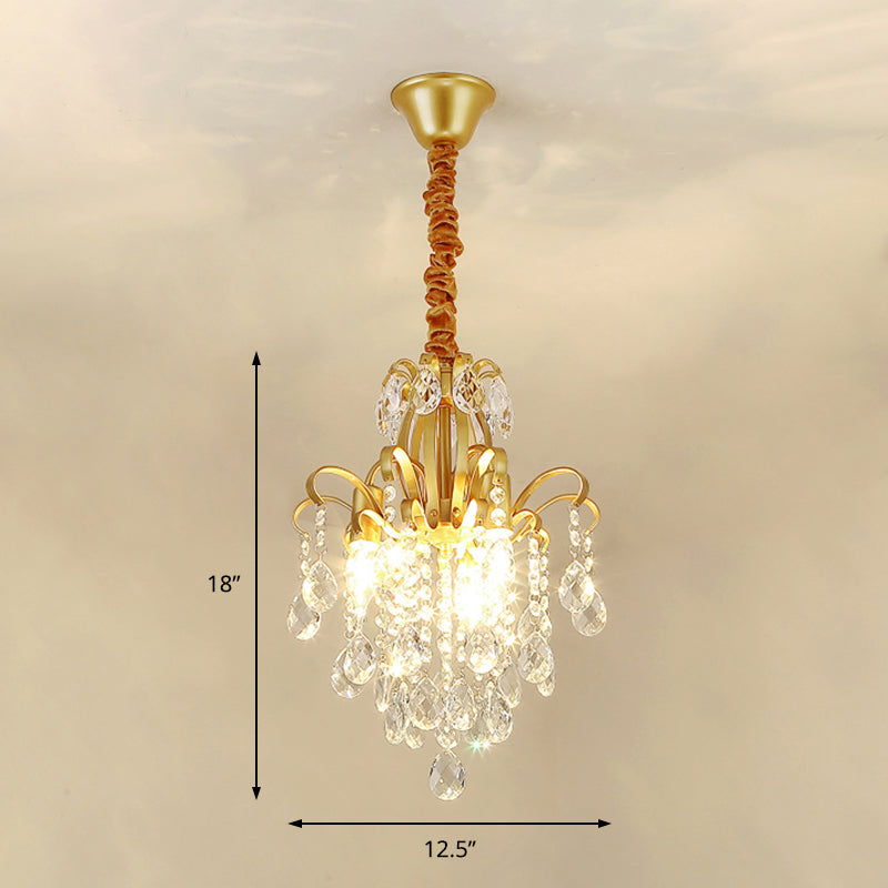 Modernist Crystal Chandelier Pendant Light With 3/6 Heads In Black/Gold - Perfect For Bedroom
