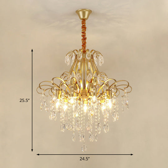 Modernist Crystal Chandelier Pendant Light With 3/6 Heads In Black/Gold - Perfect For Bedroom