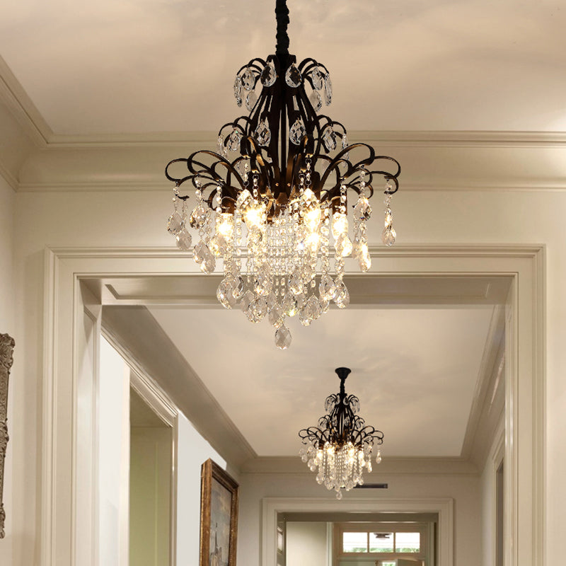 Modernist Crystal Chandelier Pendant Light With 3/6 Heads In Black/Gold - Perfect For Bedroom