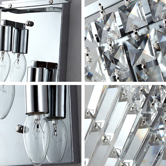 Modern Chrome Crystal Prism Sconce Lighting - Wall Mounted Lamp For Corridors