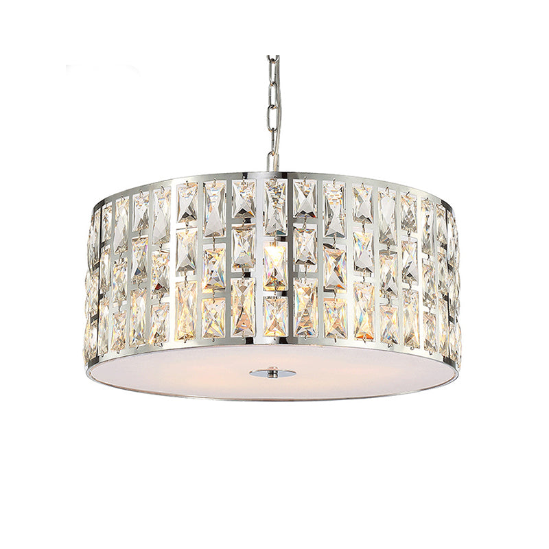 Sleek 5-Light Crystal Chandelier In Chrome With Diffuser – Elegant Hanging Ceiling Fixture