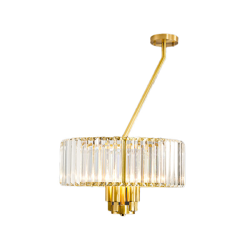 Modern Gold Finish Crystal Pendant Drum Chandelier - 3/4/6 Lights