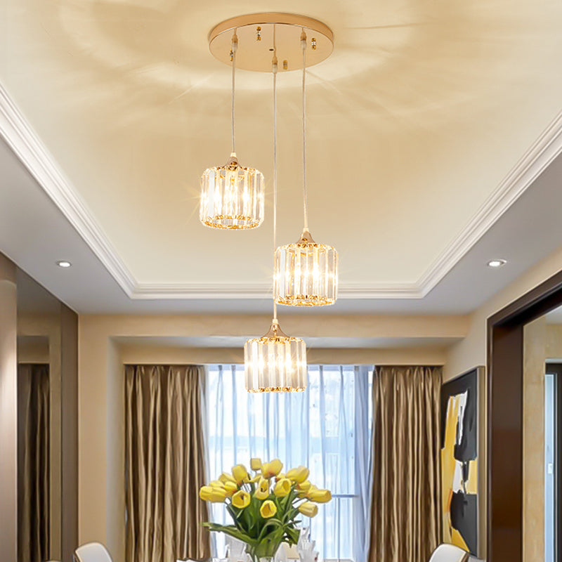 Gold Crystal Prism Pendant Light: Modern Stylish 3-Light Fixture