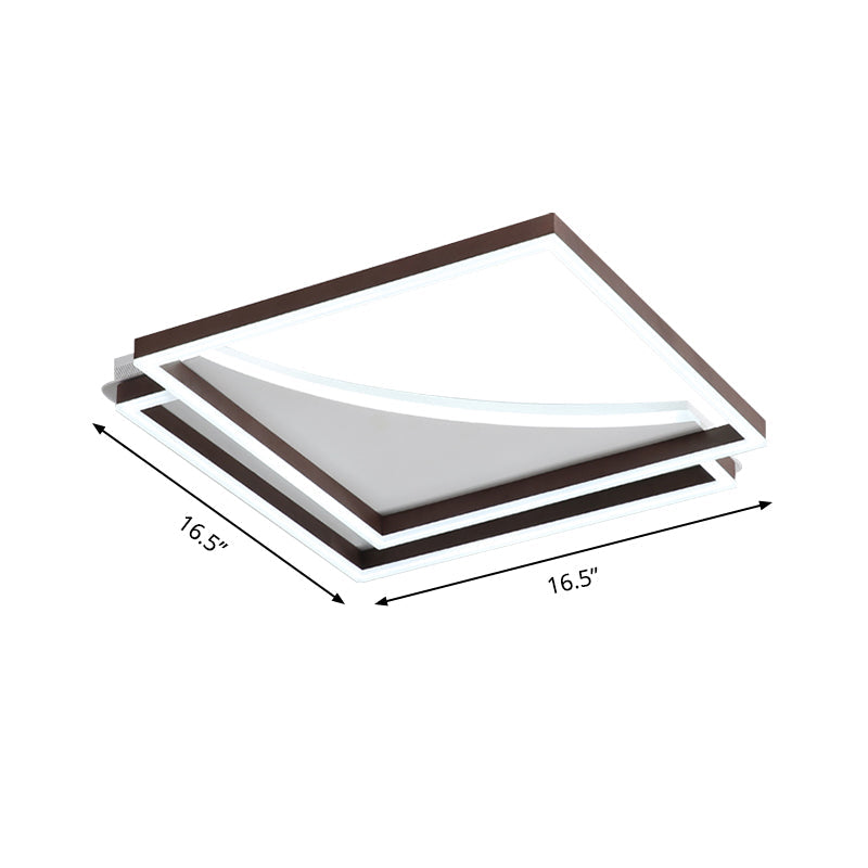 Modern Acrylic Led Ceiling Light In Coffee Brown Flush Mount Lamp With Overlapping Design Warm/White