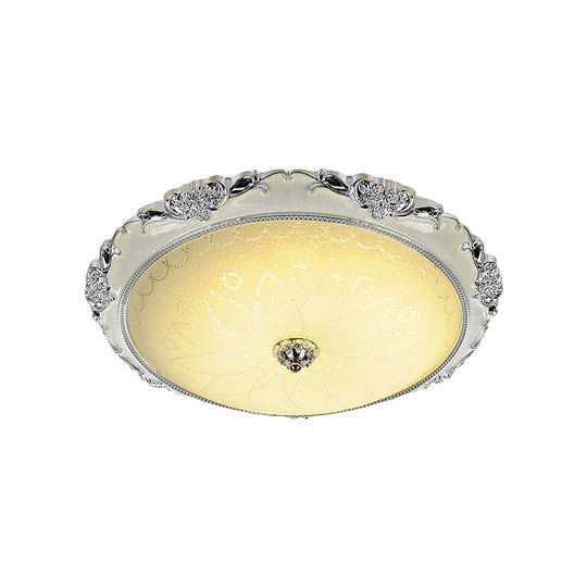 Traditional Round Glass Led Flush Light In Silver/Gold - 12’/16’/19.5’ Width