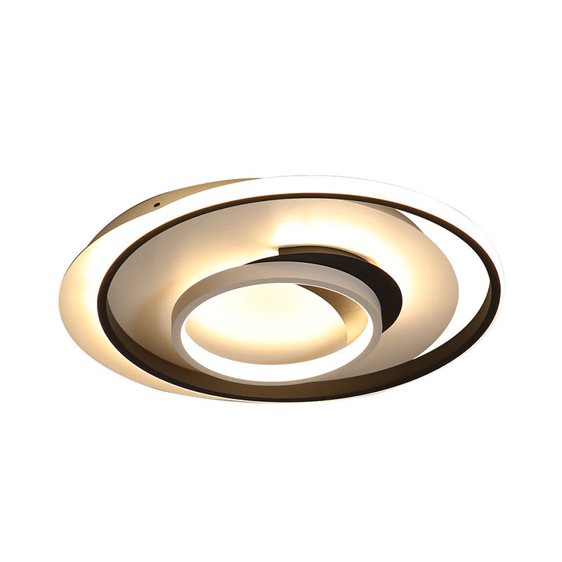 Modern Black Flush Ceiling Lighting Fixture - 18’/21.5’ Round Acrylic Led Light In Warm/White