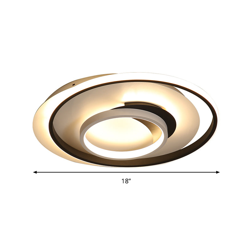 Modern Black Flush Ceiling Lighting Fixture - 18’/21.5’ Round Acrylic Led Light In Warm/White