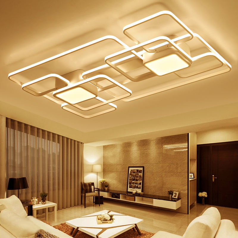 Modern Led Acrylic Ceiling Light - Square And Block Design 18/21.5/25.5 Wide Flush Mount