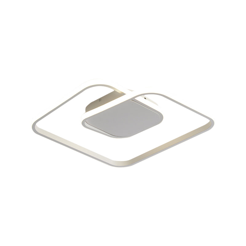 Sleek Metallic Square Led Ceiling Flush Mount Light In Black/White/Gold Shades With Warm/White/3