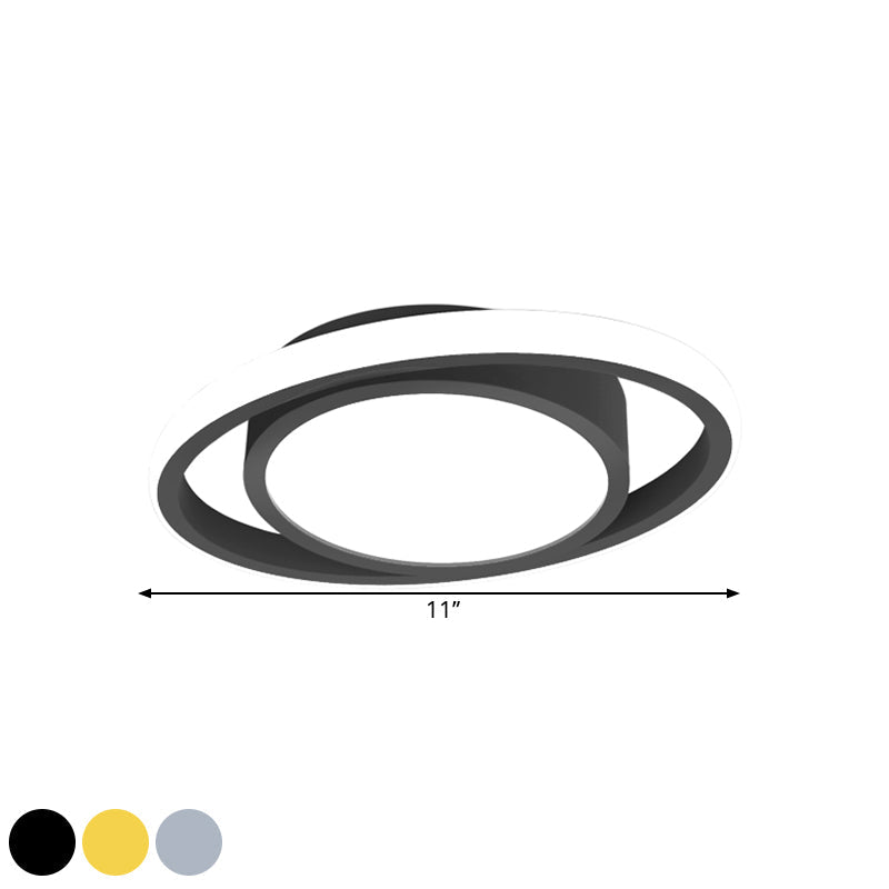 Customizable Flush Mount Metal Led Ceiling Fixture - Drum & Circle Design In Black/Gray/Gold (7 -