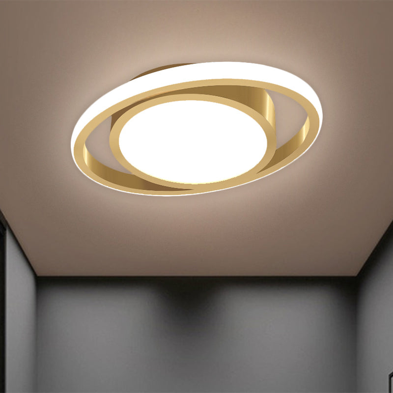 Customizable Flush Mount Metal Led Ceiling Fixture - Drum & Circle Design In Black/Gray/Gold (7 -