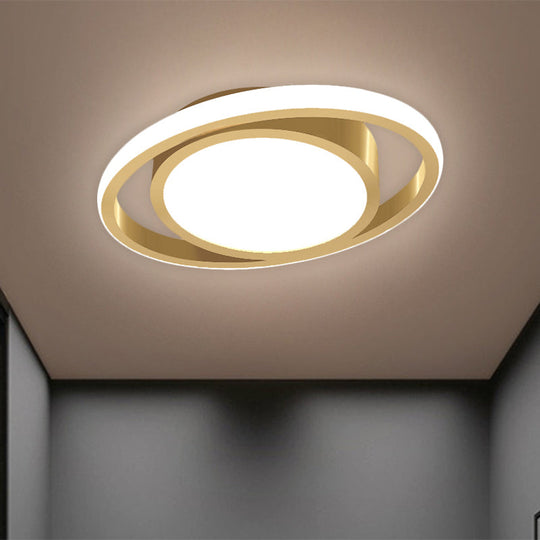 Customizable Flush Mount Metal Led Ceiling Fixture - Drum & Circle Design In Black/Gray/Gold (7 -