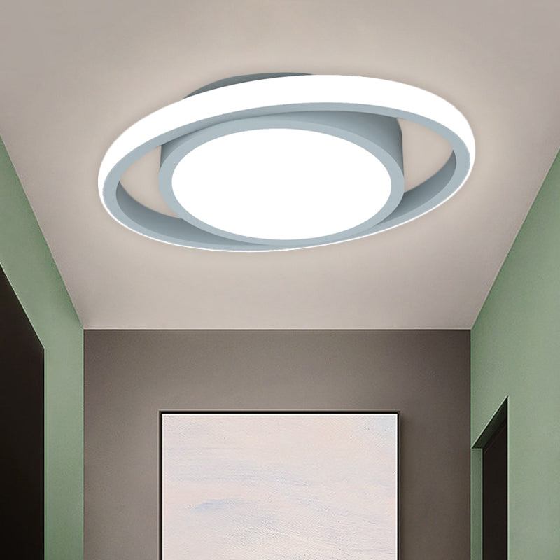Customizable Flush Mount Metal Led Ceiling Fixture - Drum & Circle Design In Black/Gray/Gold (7-Day
