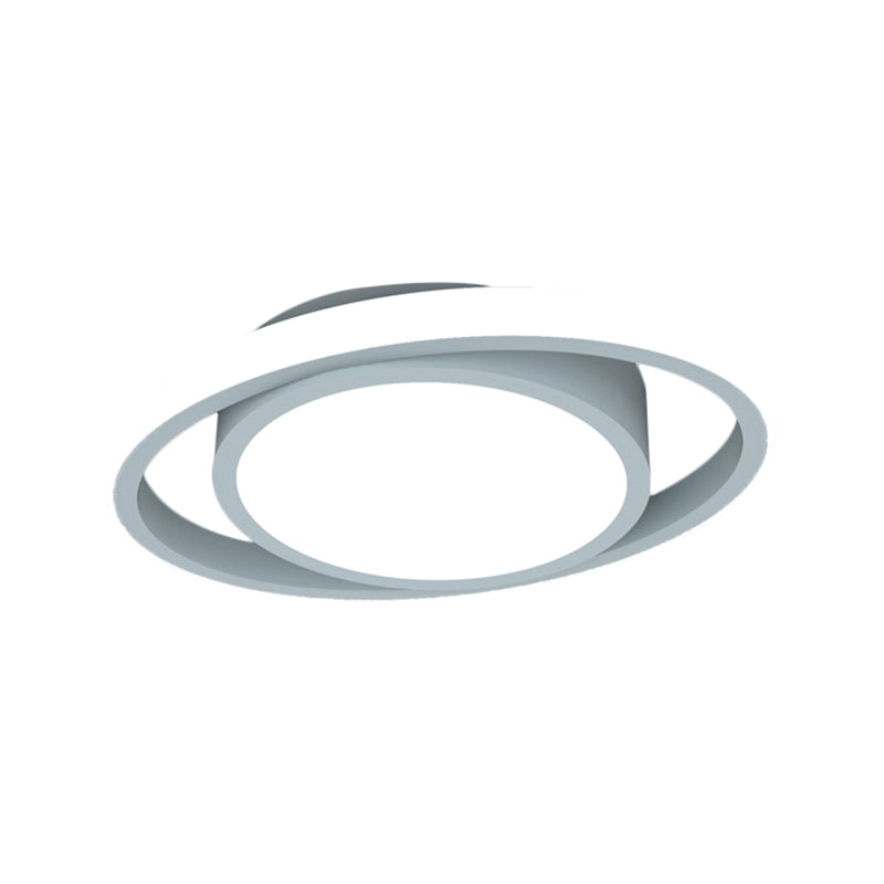 Customizable Flush Mount Metal Led Ceiling Fixture - Drum & Circle Design In Black/Gray/Gold (7 -