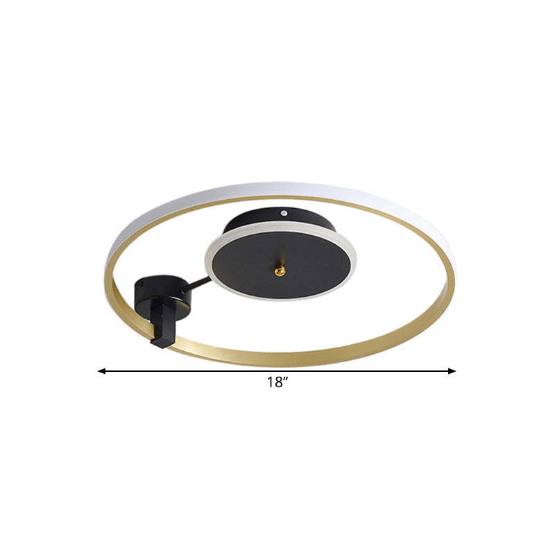 Gold And Black Led Semi Flush Ceiling Light In Warm/White 18’/21.5