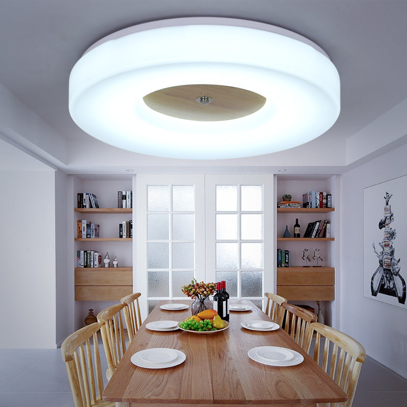 Modern Flush Ceiling Light - Wood And Acrylic Construction Led 8’/13’/15’/19’ Wide Warm