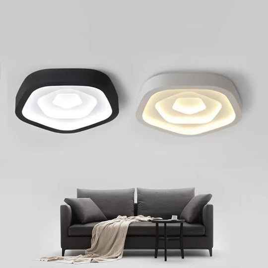 Nordic Style Led Flush Mount Bedroom Ceiling Light With Rose Shade - Perfect For Kids Black /