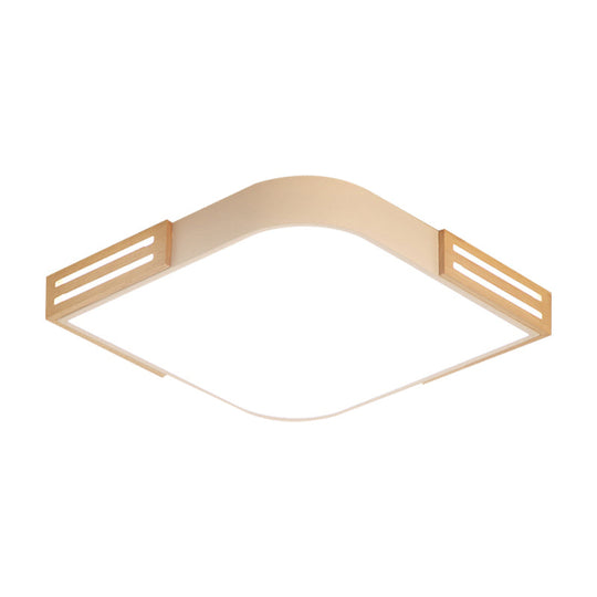 White Square Led Flush Ceiling Light - Modern Acrylic Lamp For Dining Room (16/19.5)