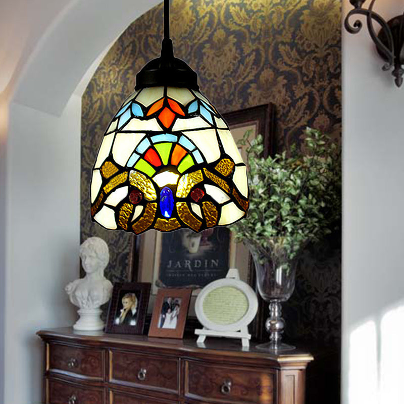 Multi-Color Art Glass Pendant Light In Baroque Style For Ceiling Fixture