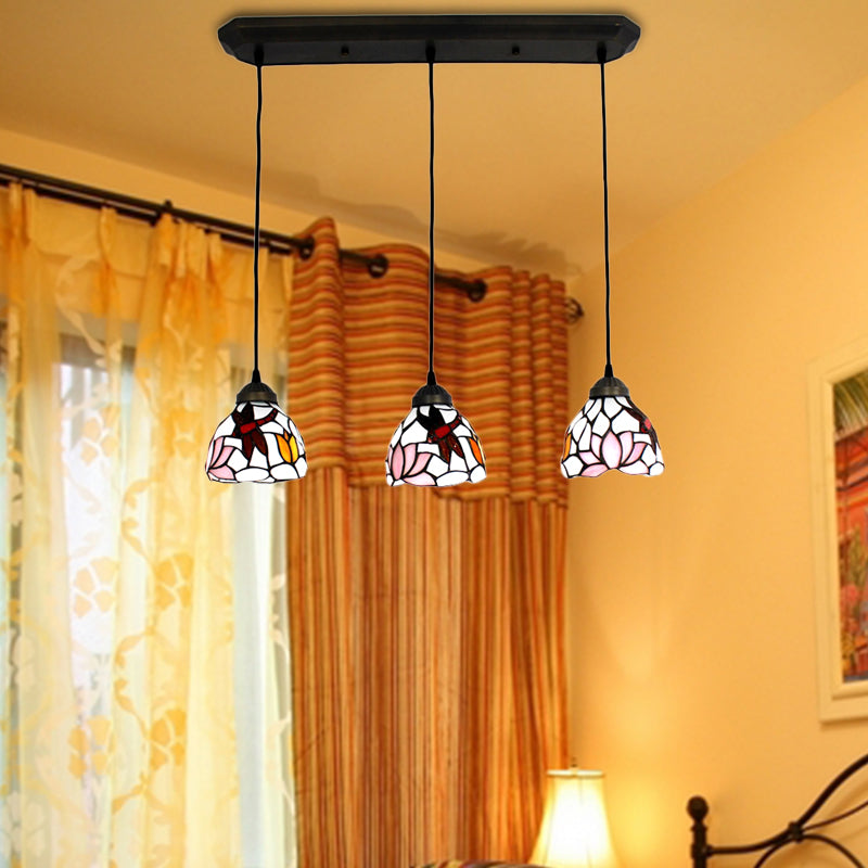 Dining Table Hanging Lights: Dragonfly Linear Fixture With Art Glass Shade (3-Light)